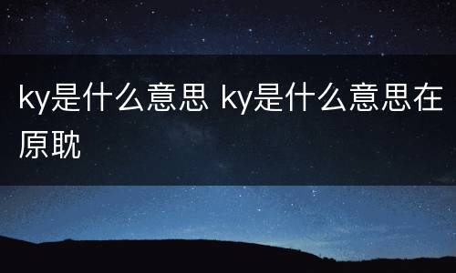 ky是什么意思 ky是什么意思在原耽