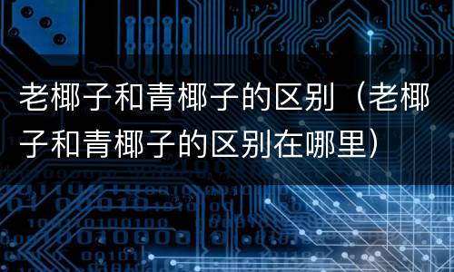 老椰子和青椰子的区别（老椰子和青椰子的区别在哪里）