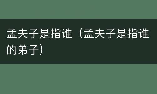 孟夫子是指谁（孟夫子是指谁的弟子）