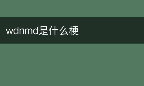 wdnmd是什么梗