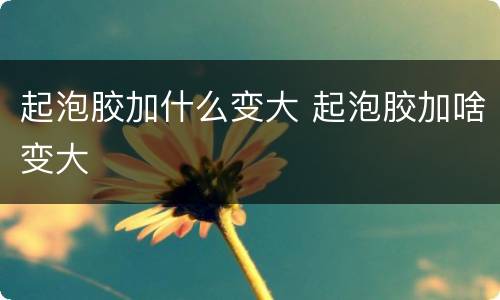 起泡胶加什么变大 起泡胶加啥变大
