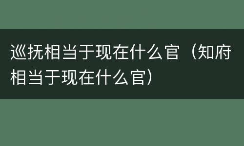 巡抚相当于现在什么官（知府相当于现在什么官）