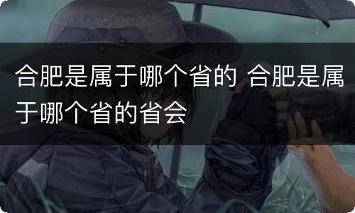合肥是属于哪个省的 合肥是属于哪个省的省会