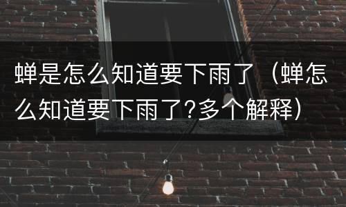 蝉是怎么知道要下雨了（蝉怎么知道要下雨了?多个解释）