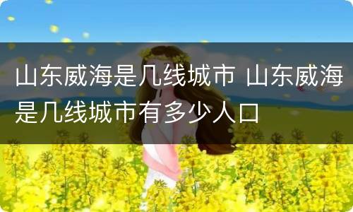 山东威海是几线城市 山东威海是几线城市有多少人口