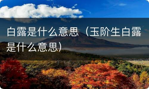 白露是什么意思（玉阶生白露是什么意思）