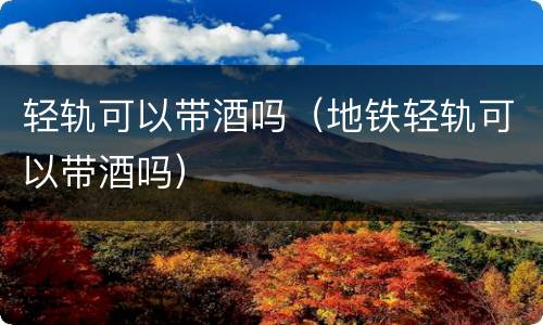轻轨可以带酒吗（地铁轻轨可以带酒吗）