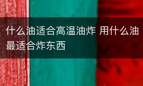 什么油适合高温油炸 用什么油最适合炸东西