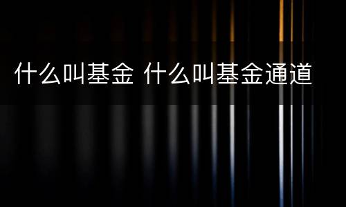 什么叫基金 什么叫基金通道