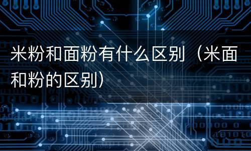 米粉和面粉有什么区别（米面和粉的区别）