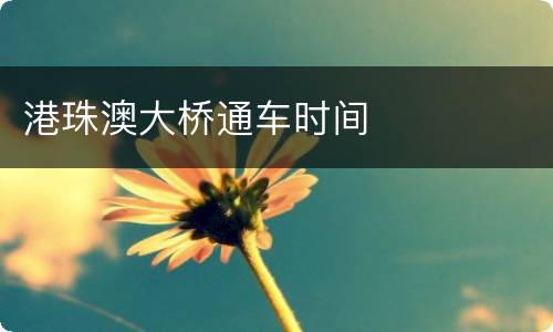 港珠澳大桥通车时间