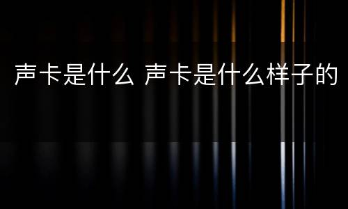 声卡是什么 声卡是什么样子的