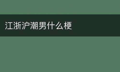 江浙沪潮男什么梗