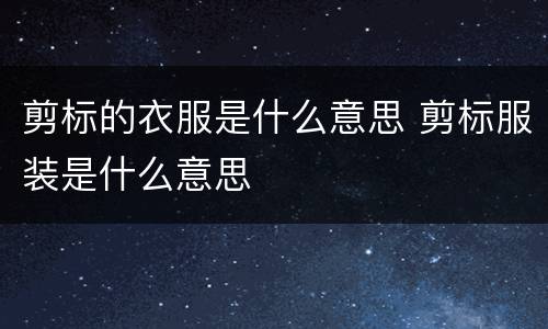 剪标的衣服是什么意思 剪标服装是什么意思