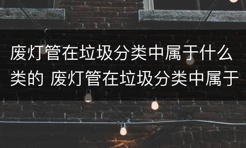 废灯管在垃圾分类中属于什么类的 废灯管在垃圾分类中属于哪一类