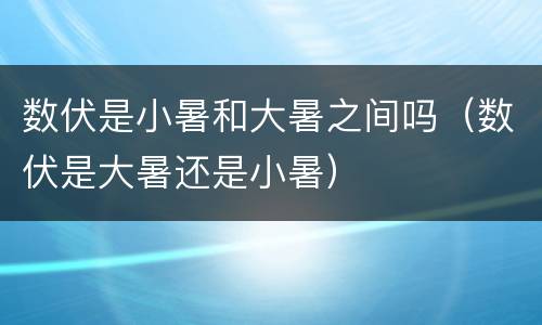 数伏是小暑和大暑之间吗（数伏是大暑还是小暑）