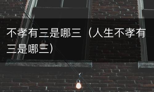 不孝有三是哪三（人生不孝有三是哪三）