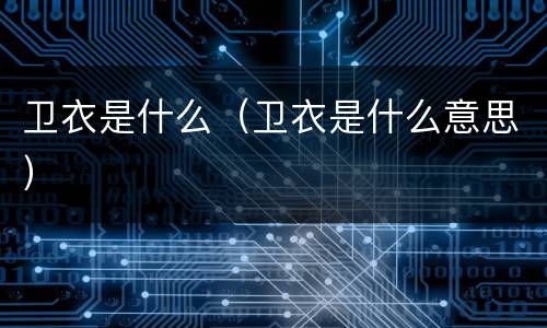 卫衣是什么（卫衣是什么意思）