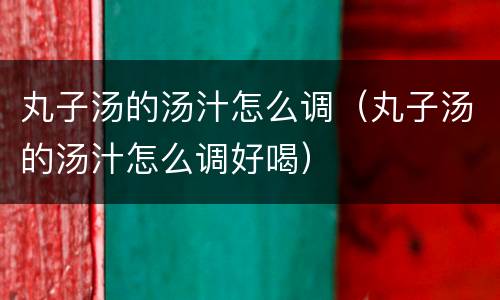 丸子汤的汤汁怎么调（丸子汤的汤汁怎么调好喝）