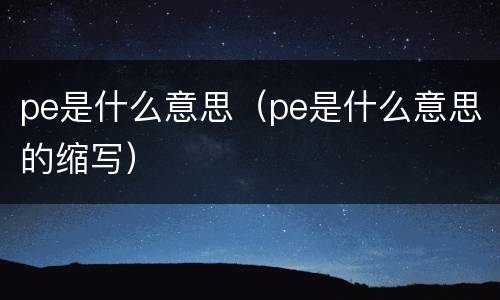 pe是什么意思（pe是什么意思的缩写）