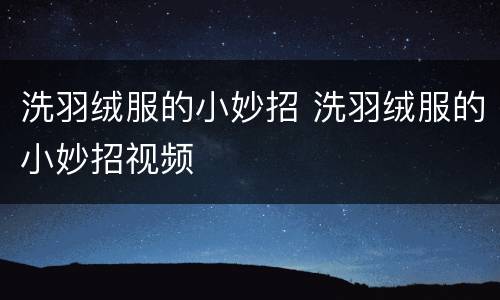 洗羽绒服的小妙招 洗羽绒服的小妙招视频