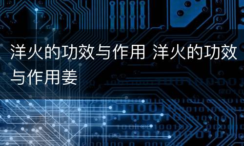 洋火的功效与作用 洋火的功效与作用姜