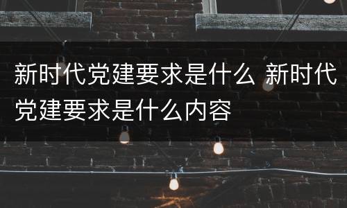 新时代党建要求是什么 新时代党建要求是什么内容