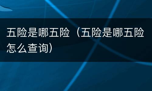 五险是哪五险（五险是哪五险怎么查询）