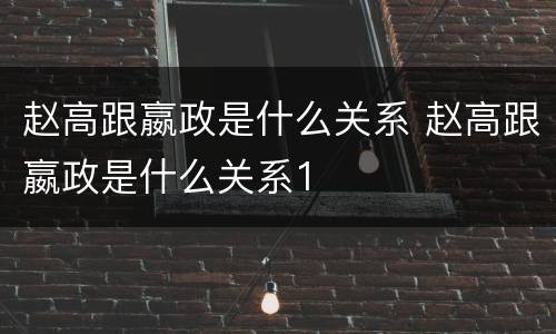 赵高跟嬴政是什么关系 赵高跟嬴政是什么关系1