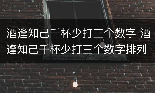 酒逢知己千杯少打三个数字 酒逢知己千杯少打三个数字排列三