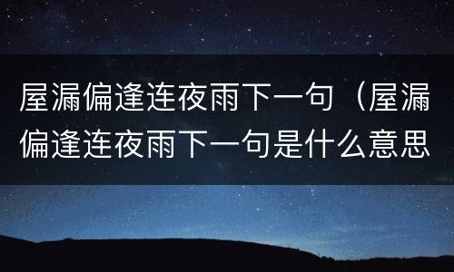 屋漏偏逢连夜雨下一句（屋漏偏逢连夜雨下一句是什么意思）