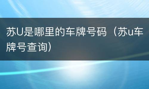 苏U是哪里的车牌号码（苏u车牌号查询）
