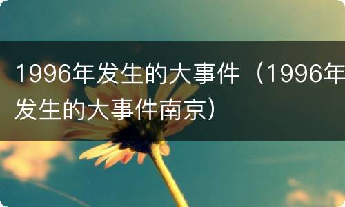 1996年发生的大事件（1996年发生的大事件南京）