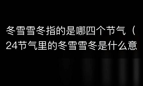 冬雪雪冬指的是哪四个节气（24节气里的冬雪雪冬是什么意思）