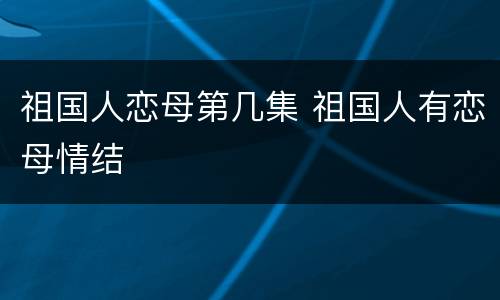 祖国人恋母第几集 祖国人有恋母情结