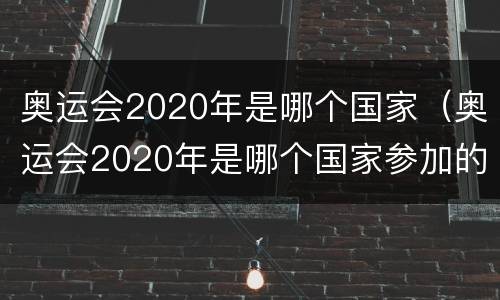 奥运会2020年是哪个国家（奥运会2020年是哪个国家参加的）