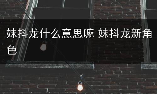 妹抖龙什么意思嘛 妹抖龙新角色