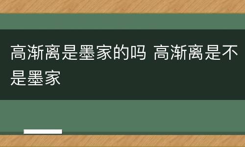 高渐离是墨家的吗 高渐离是不是墨家