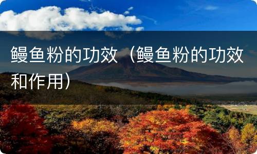 鳗鱼粉的功效（鳗鱼粉的功效和作用）