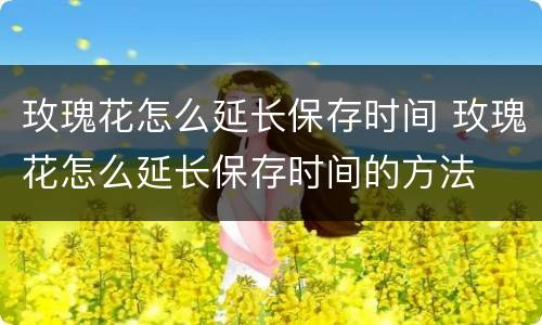玫瑰花怎么延长保存时间 玫瑰花怎么延长保存时间的方法