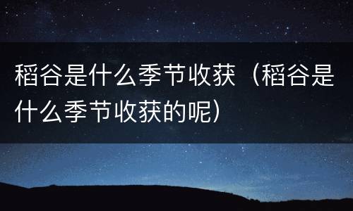 稻谷是什么季节收获（稻谷是什么季节收获的呢）