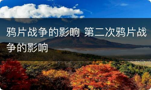 鸦片战争的影响 第二次鸦片战争的影响