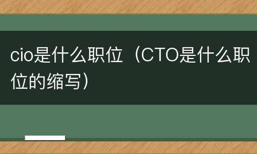 cio是什么职位（CTO是什么职位的缩写）