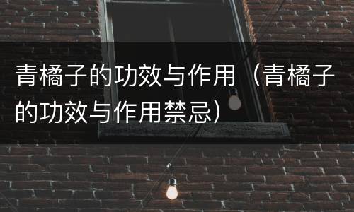 青橘子的功效与作用（青橘子的功效与作用禁忌）