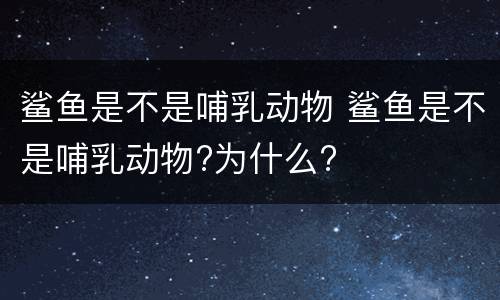 鲨鱼是不是哺乳动物 鲨鱼是不是哺乳动物?为什么?
