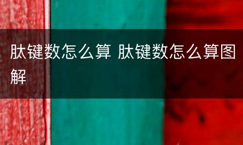 肽键数怎么算 肽键数怎么算图解