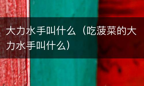 大力水手叫什么（吃菠菜的大力水手叫什么）
