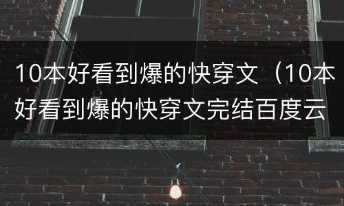 10本好看到爆的快穿文（10本好看到爆的快穿文完结百度云）
