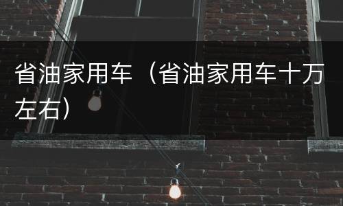 省油家用车（省油家用车十万左右）