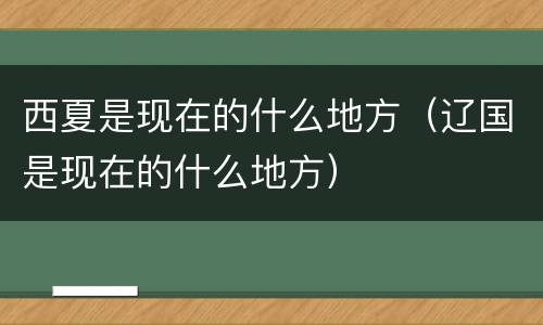 西夏是现在的什么地方（辽国是现在的什么地方）